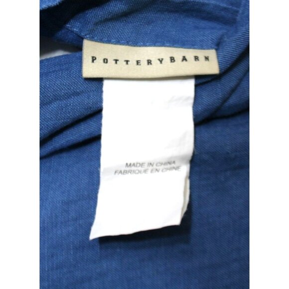 Pottery Barn Blue Linen Diamond Quilted Euro Shams Set of 2 Classic Luxury - Picture 5 of 6